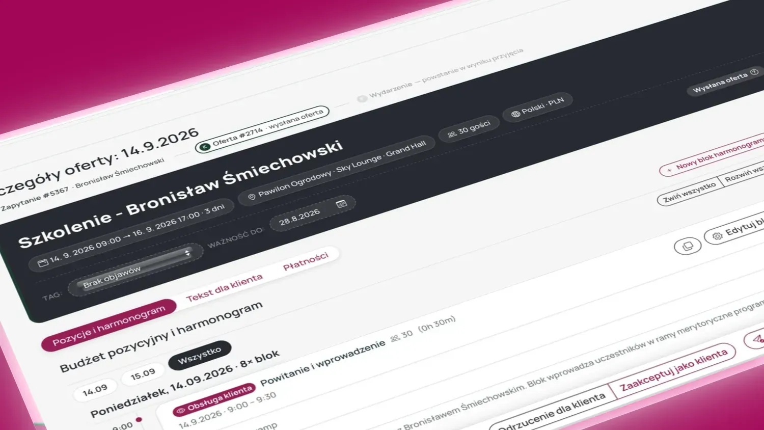 Sprzedaj i zorganizuj cały event