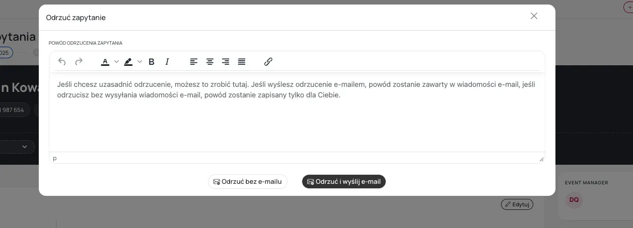 Uzasadnienie odrzucenia i analiza strat
