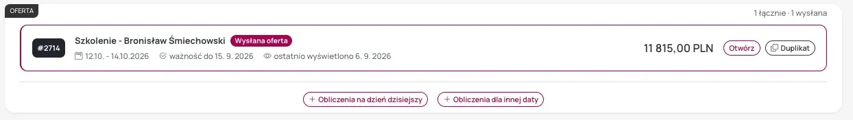 Wiele wariantów ofert do jednego zapytania